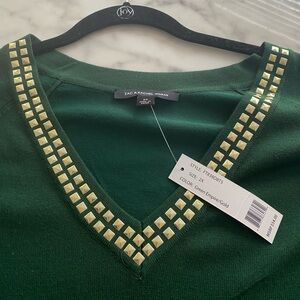 Womens 2x Lightweight Green With Studs Rayon Top